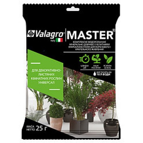 Добриво Valagro Мастер для декоративно-листяних і кімнатних рослин 25г