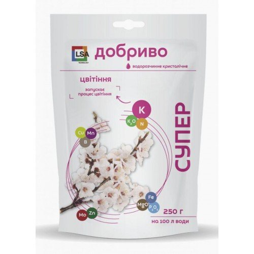 СУПЕР ДОБРИВО- Цвітіння кристал.250г