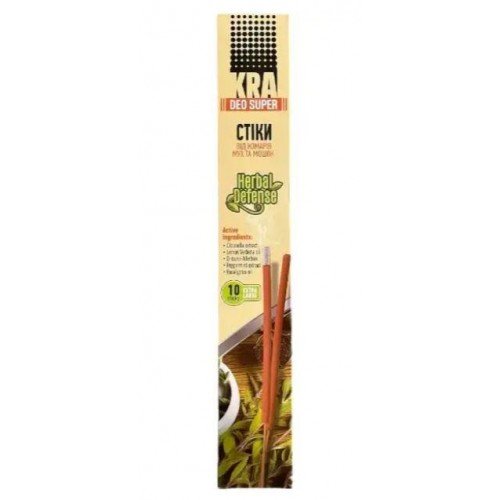 Інсектицидні палички від комарів і мух KRA Herbal Defense 10шт extra large